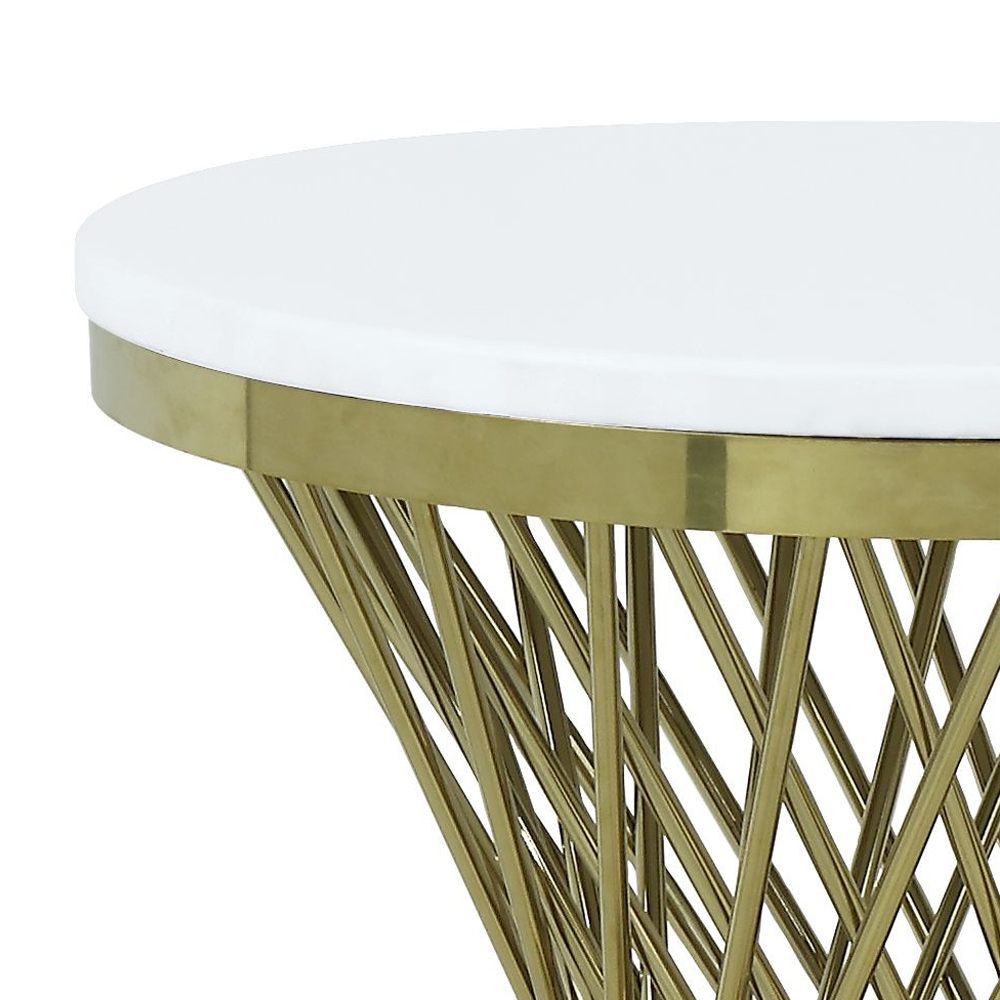 ACME - Fallon End Table with Engineered Stone Top in Engineered Stone Top/Gold