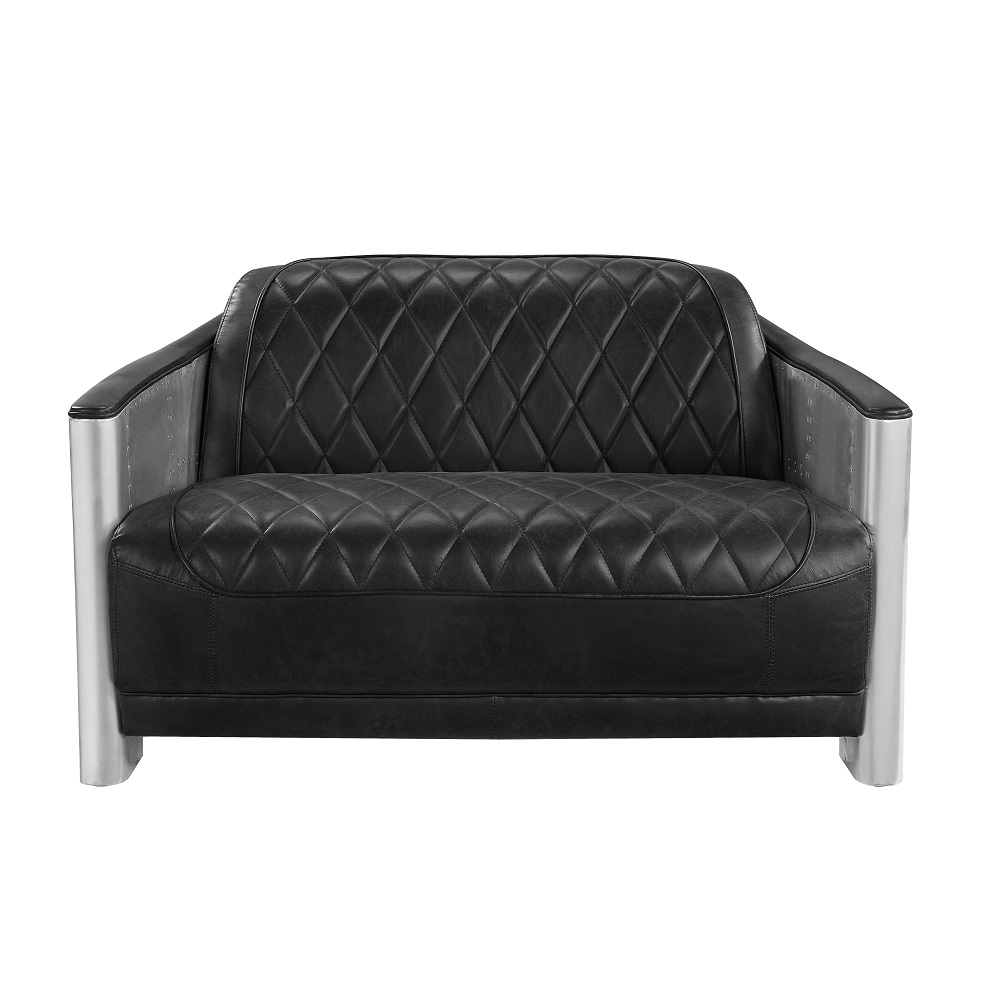 ACME Sedna Loveseat - Black/Aluminum