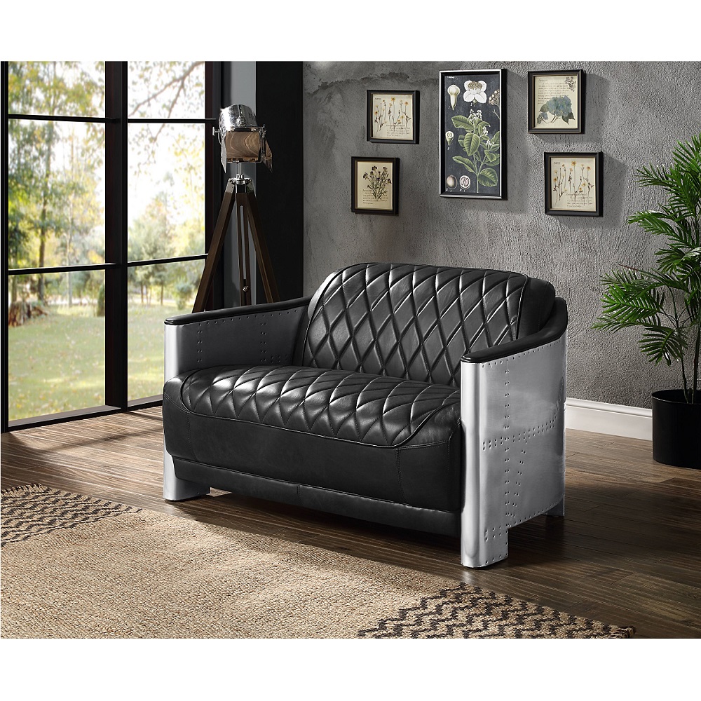 ACME Sedna Loveseat - Black/Aluminum