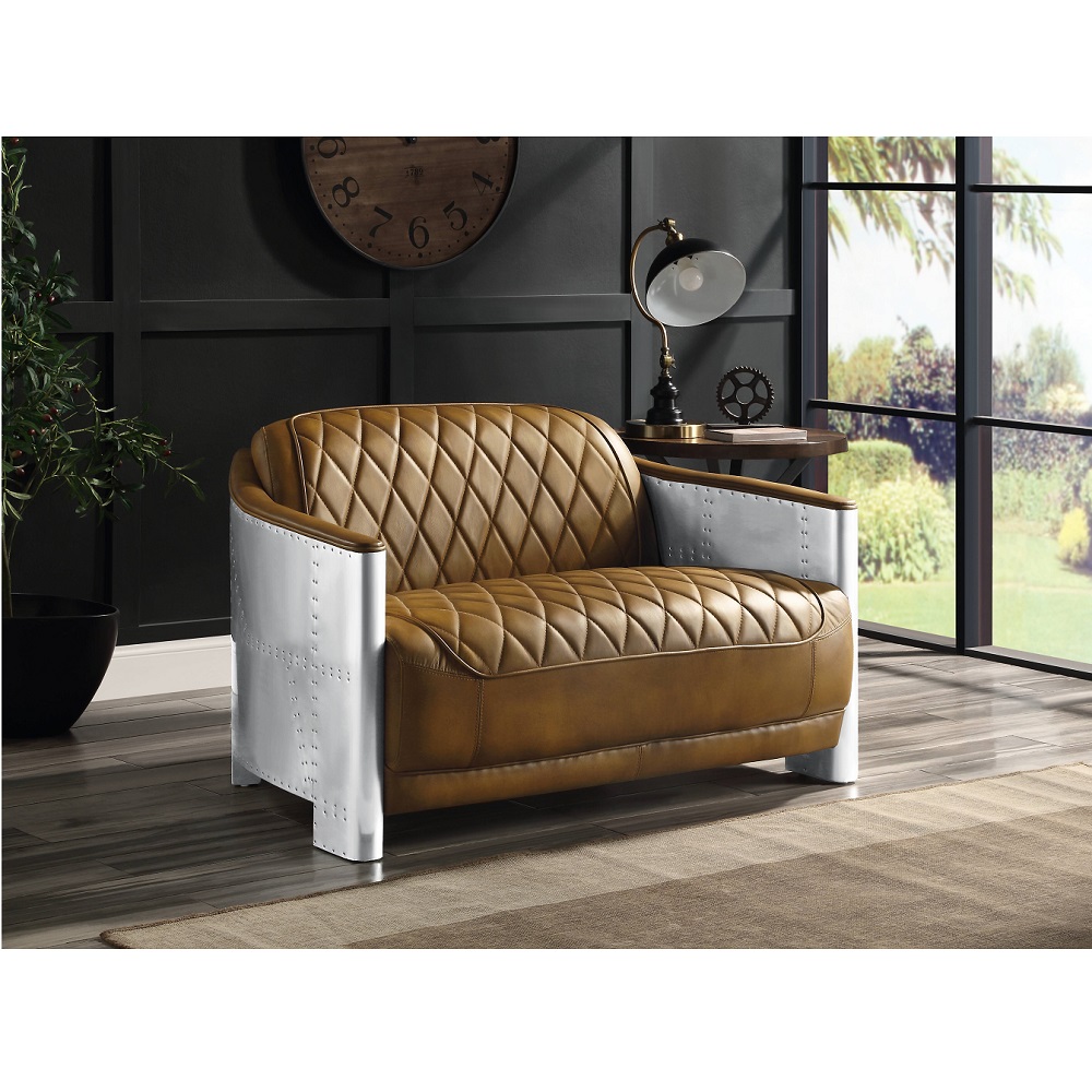 ACME Sedna Loveseat - Espresso/Aluminum