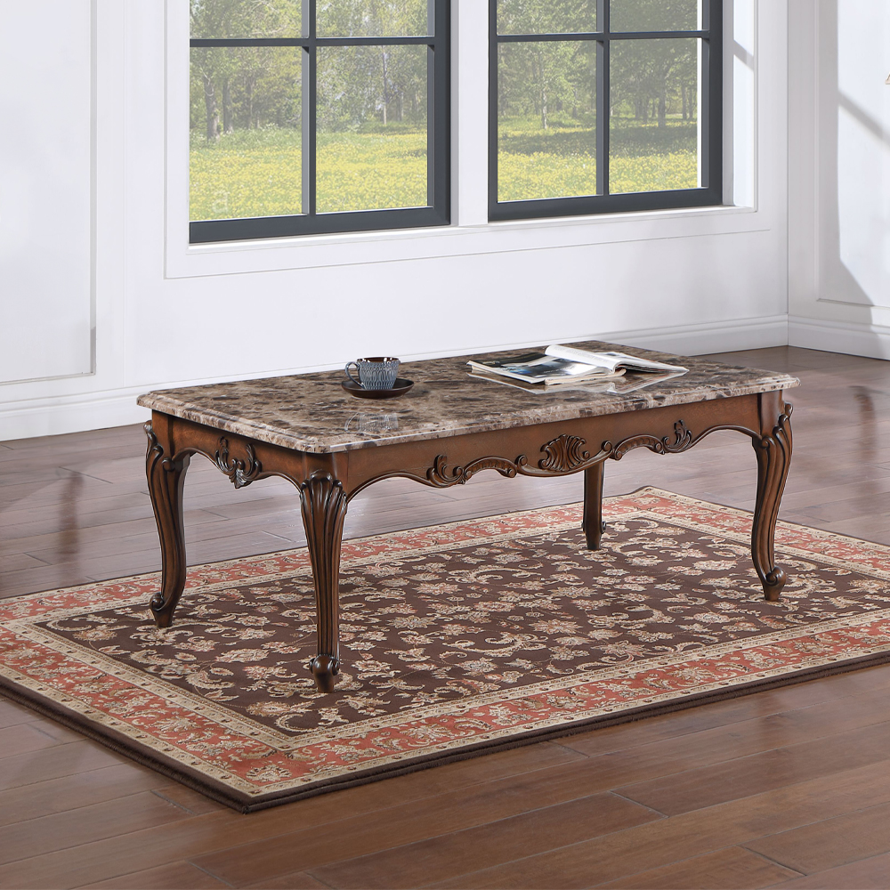 ACME - Nayla Coffee Table in Natural Marble Top/Cherry