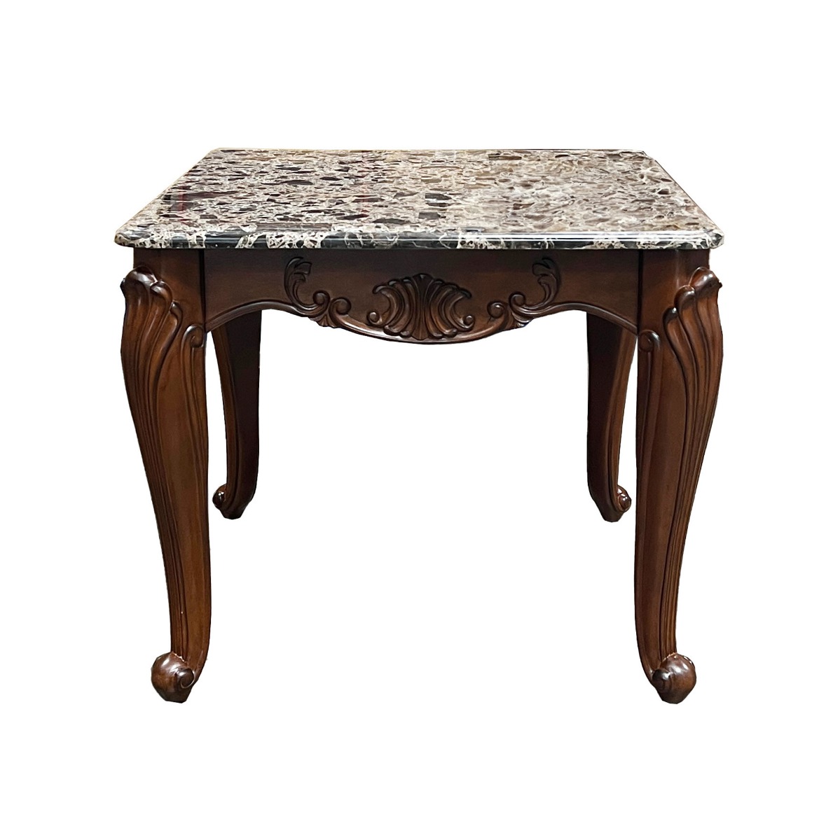 ACME - Nayla End Table in Natural Marble Top/Cherry