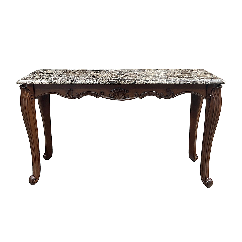 ACME - Nayla Sofa Table in Natural Marble Top/Cherry