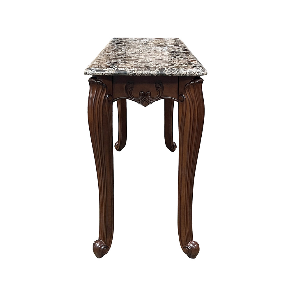 ACME - Nayla Sofa Table in Natural Marble Top/Cherry