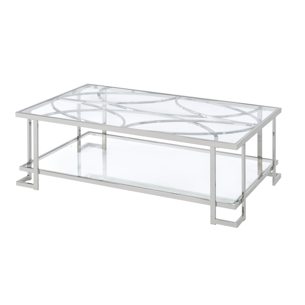 ACME - Kalan Coffee Table in Glass/Silver