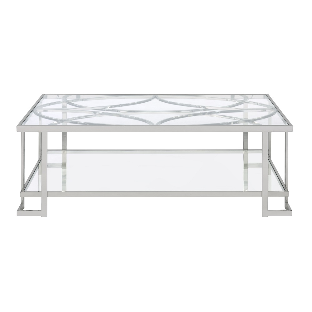 ACME - Kalan Coffee Table in Glass/Silver