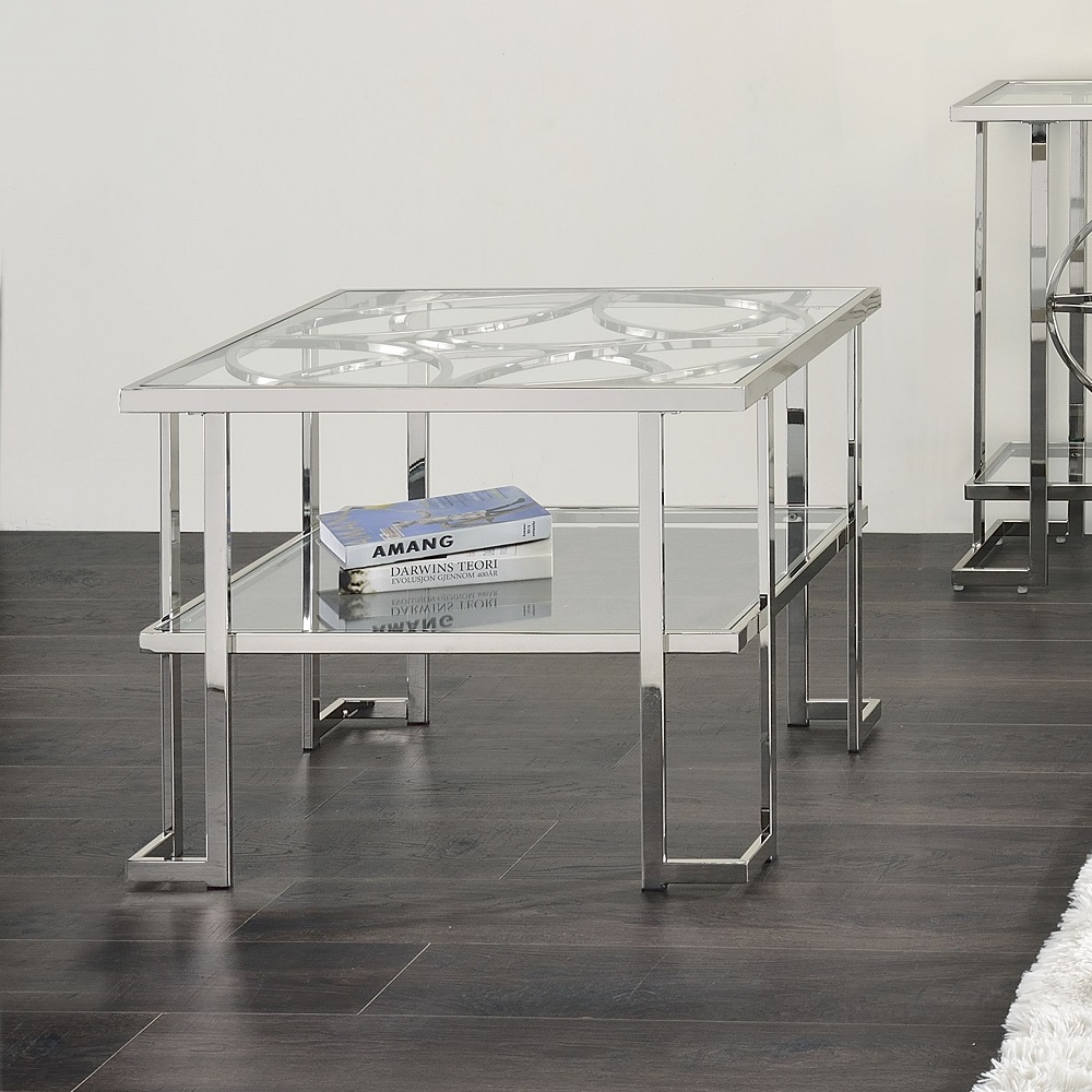 ACME - Kalan End Table in Glass/Silver