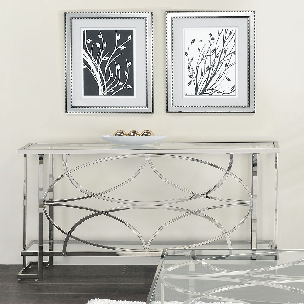 ACME - Kalan Sofa Table in Glass/Silver