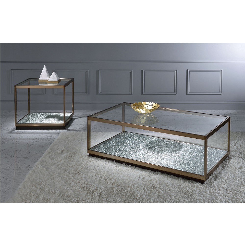 ACME - Kaia Coffee Table in Glass/Gold