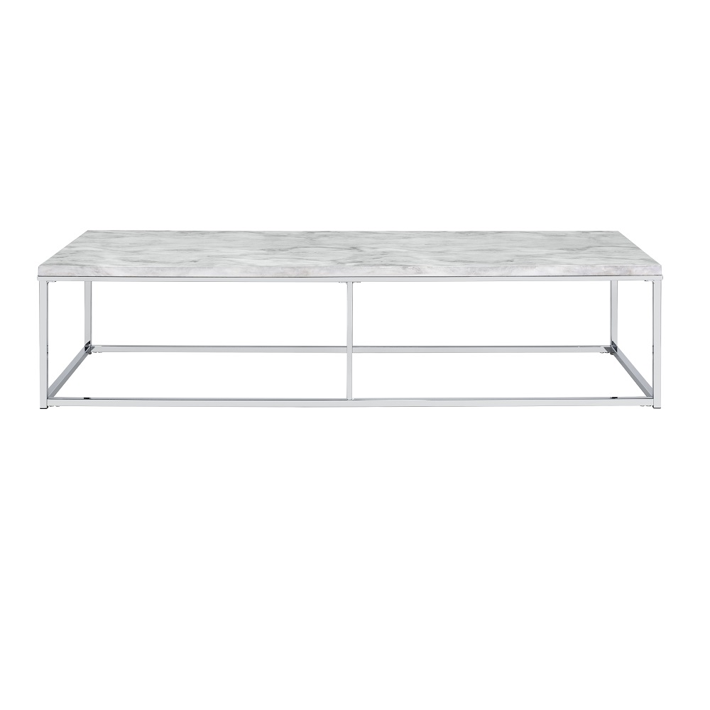 ACME - Voleta Coffee Table in Engineered Stone Top/Chrome