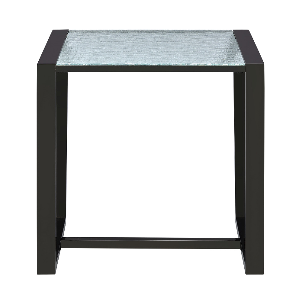 ACME - Kaia II End Table in Patterned Mirror Glass/Black