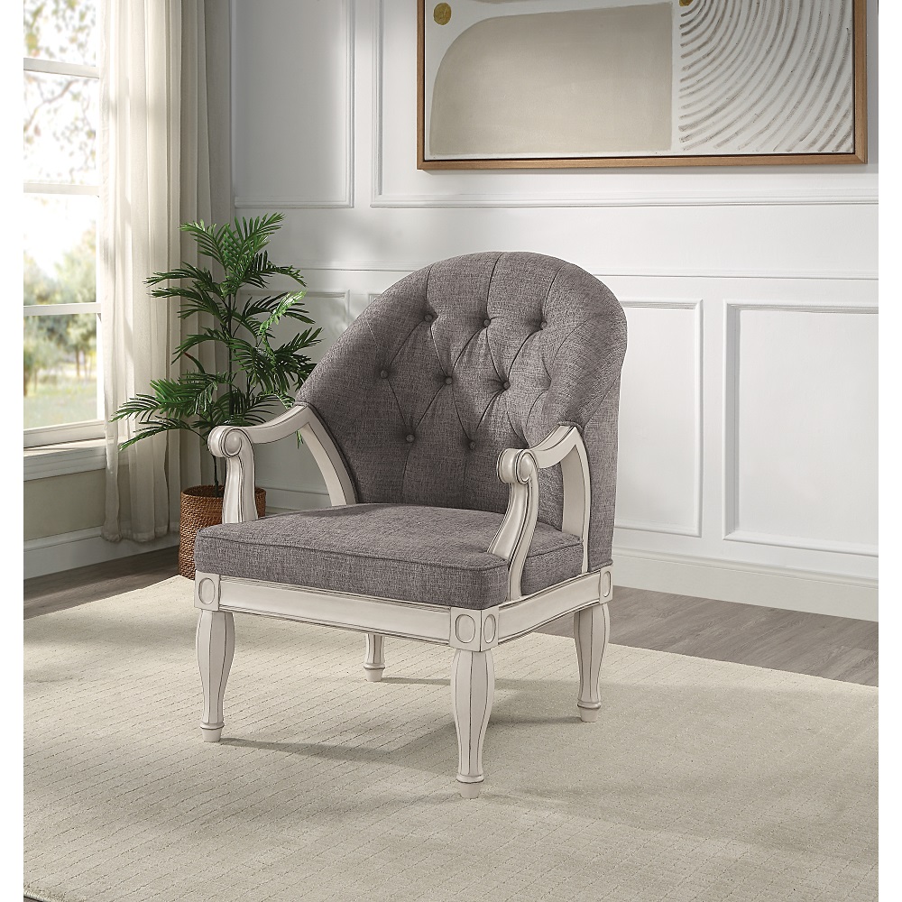 ACME - Florian Chair in Gray Antique White