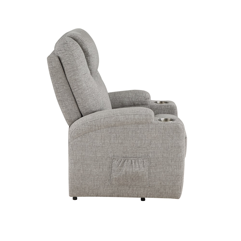 ACME™ Recliner with Power Lift & Massage - Light Gray Chenille