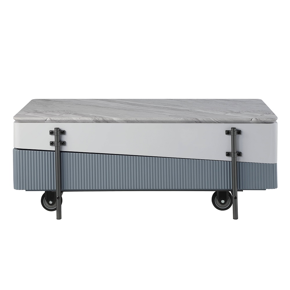 ACME - Wilkins Coffee Table with Lift Top in Gray/White High Gloss