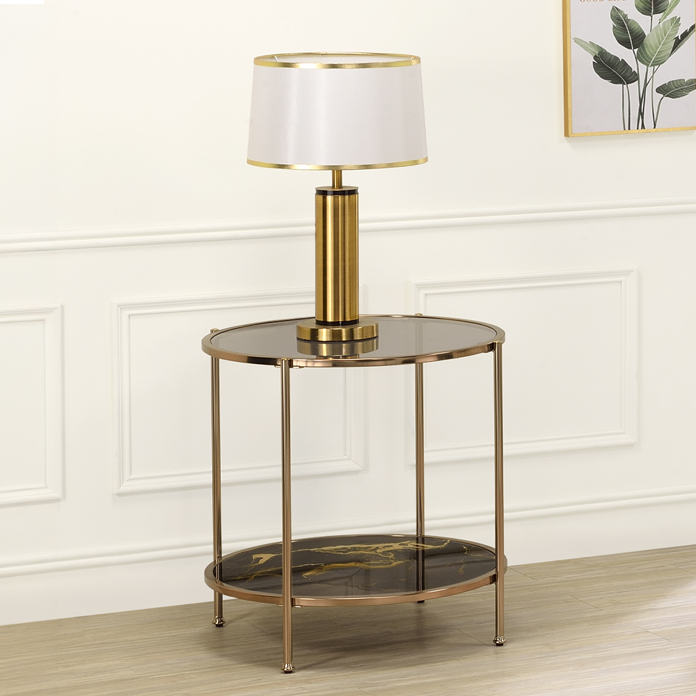 ACME Fiorella End Table - Black Marble Print/Champagne