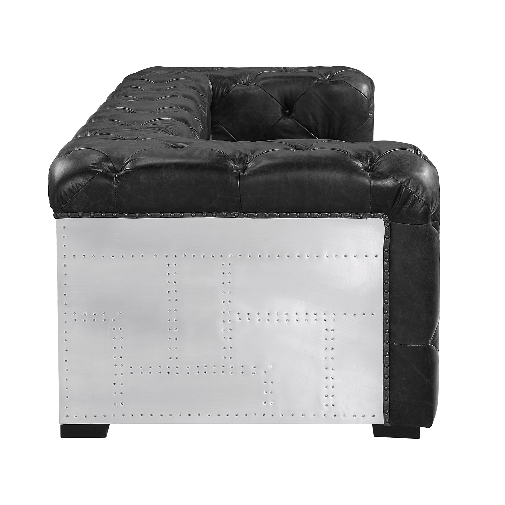 ACME Brancaster Sofa - Black/Aluminum