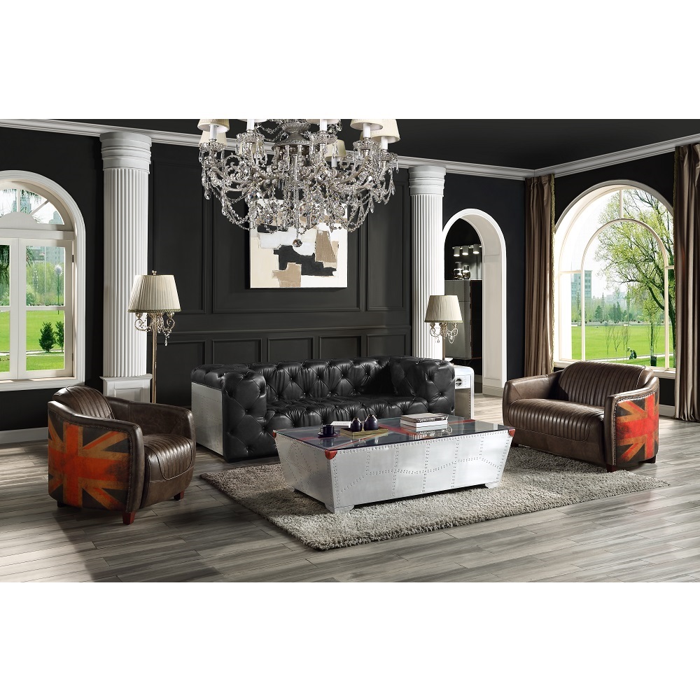 ACME Brancaster Sofa - Black/Aluminum