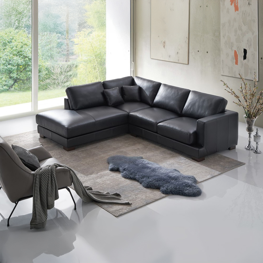 ACME - Geralyn Sectional Sofa with 2 Pillows in Black