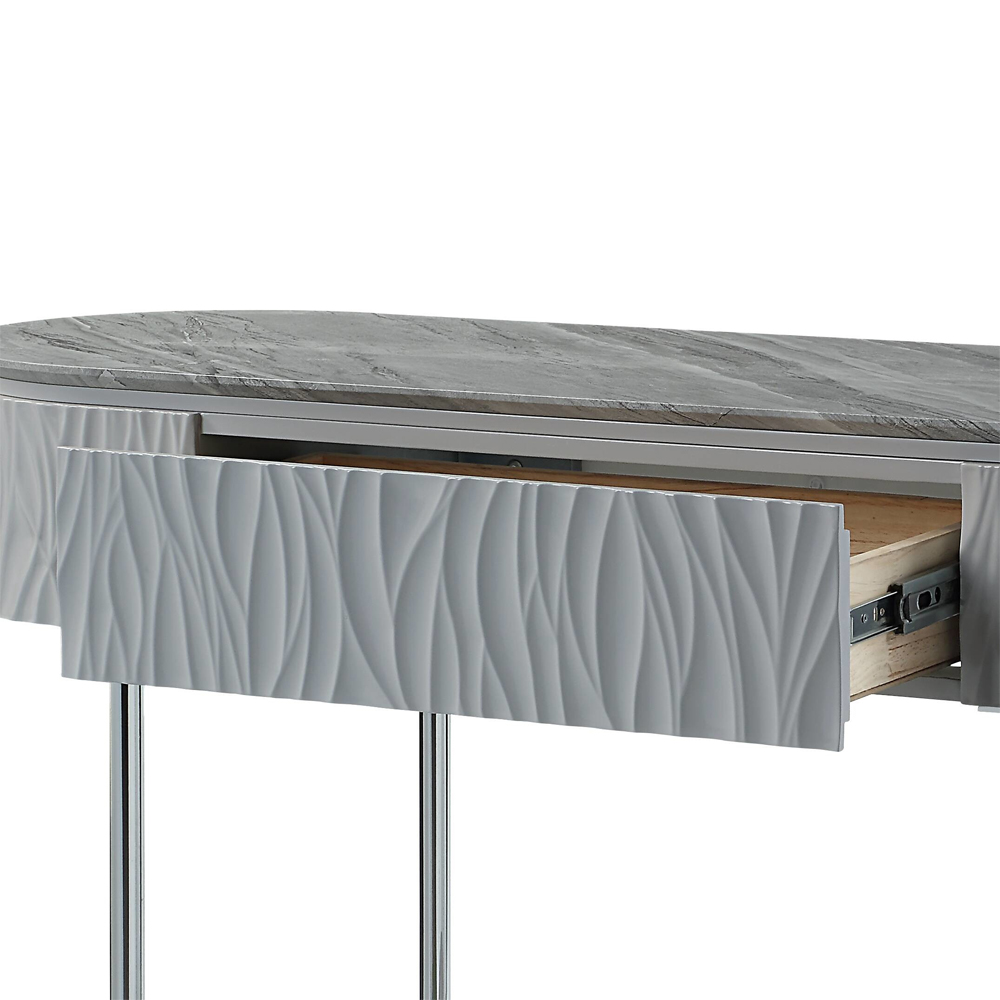 ACME - Yukino Sofa Table in Gray High Gloss/Chrome