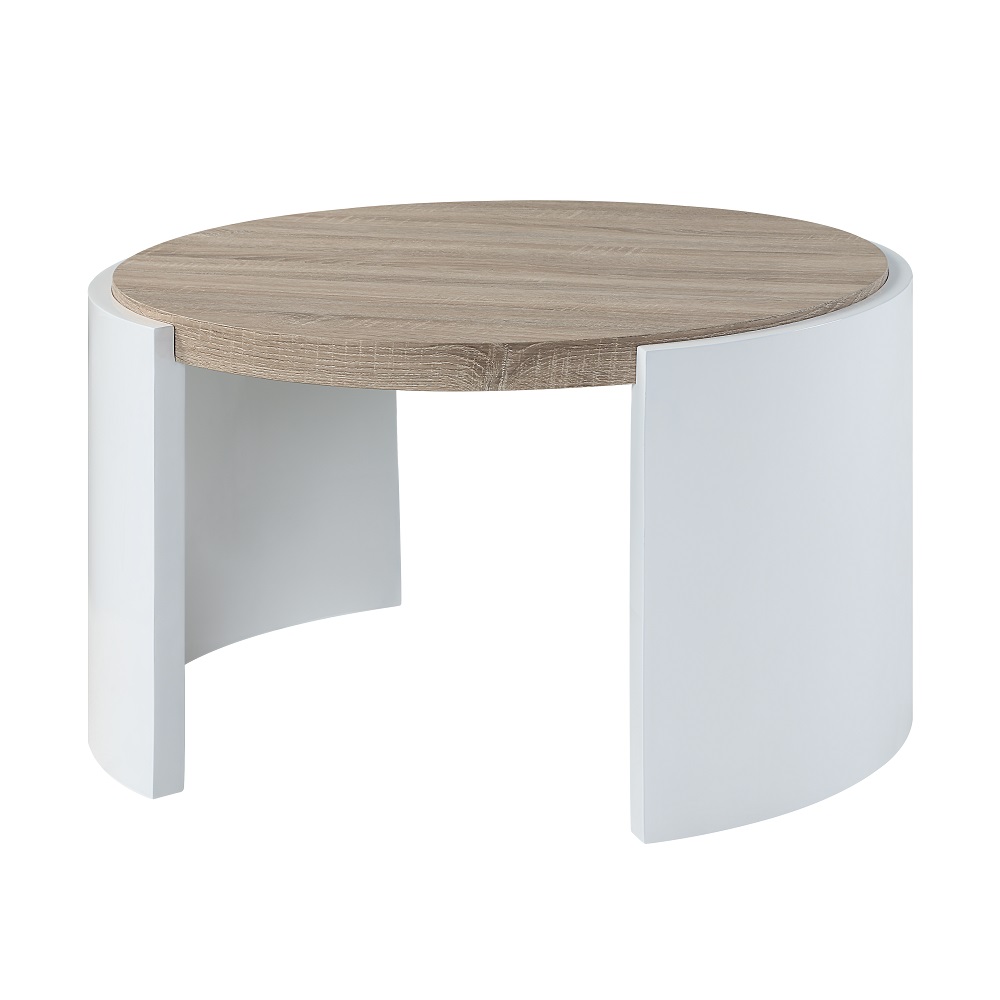 ACME - Zoma Coffee Table in Oak/White High Gloss