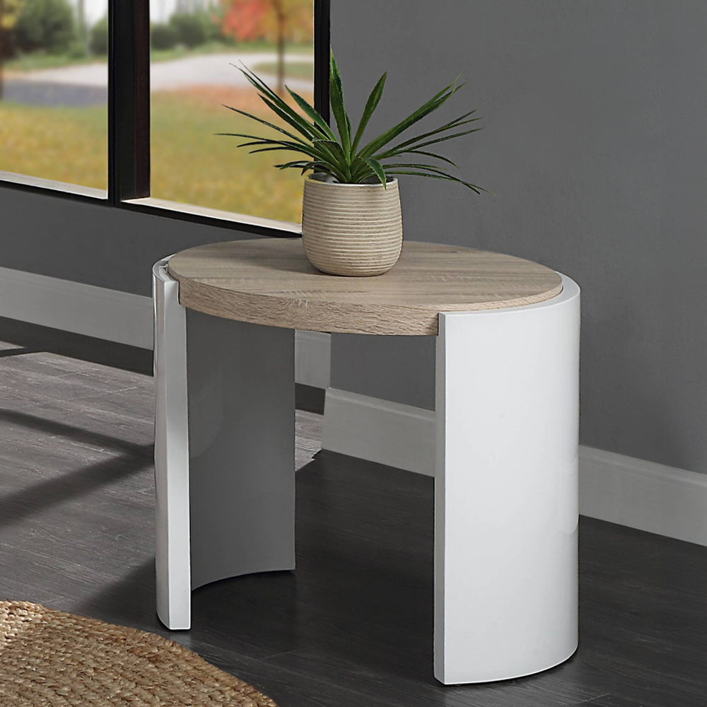 ACME - Zoma End Table in Oak/White High Gloss