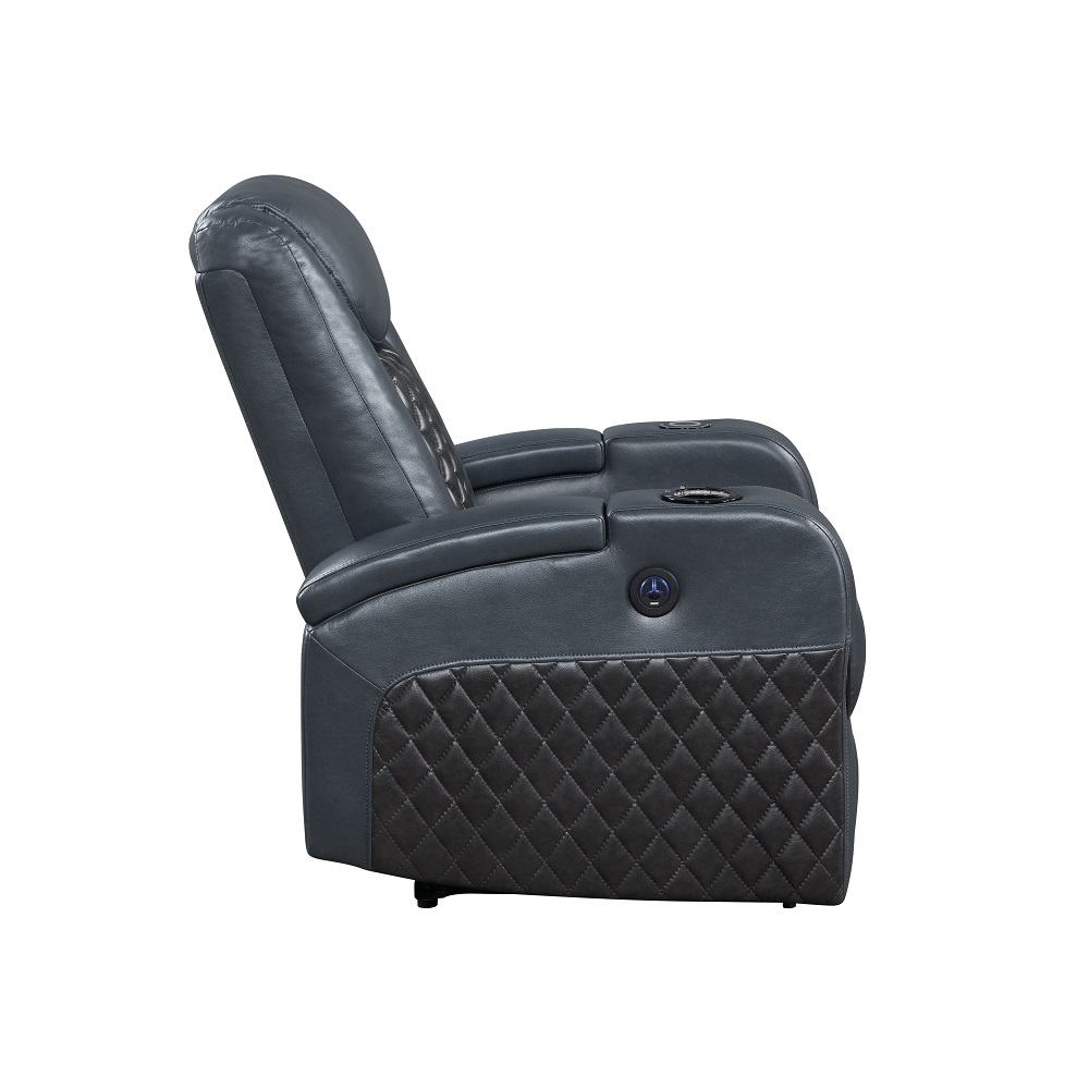 ACME™ Alair Power Motion Recliner with Bluetooth, Wireless Charger & Cupholder - Blue/Black