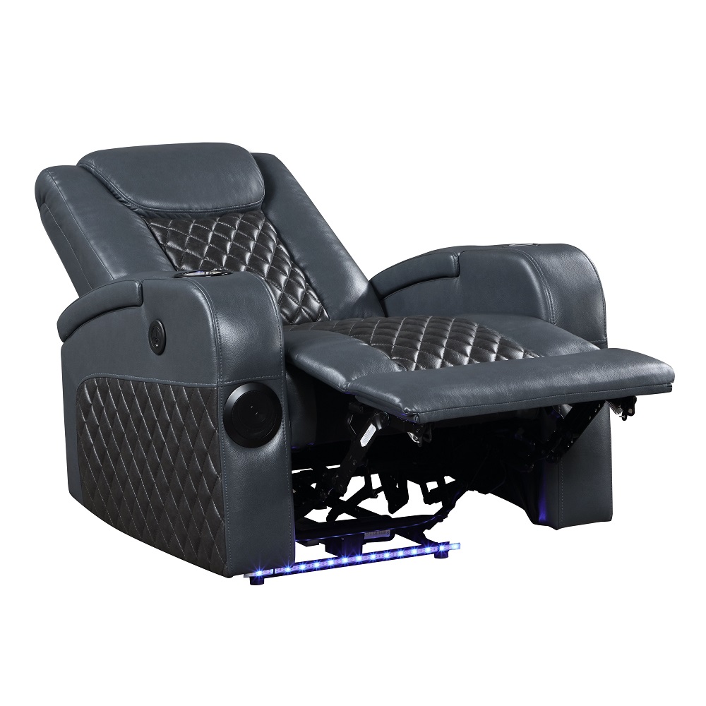 ACME™ Alair Power Motion Recliner with Bluetooth, Wireless Charger & Cupholder - Blue/Black