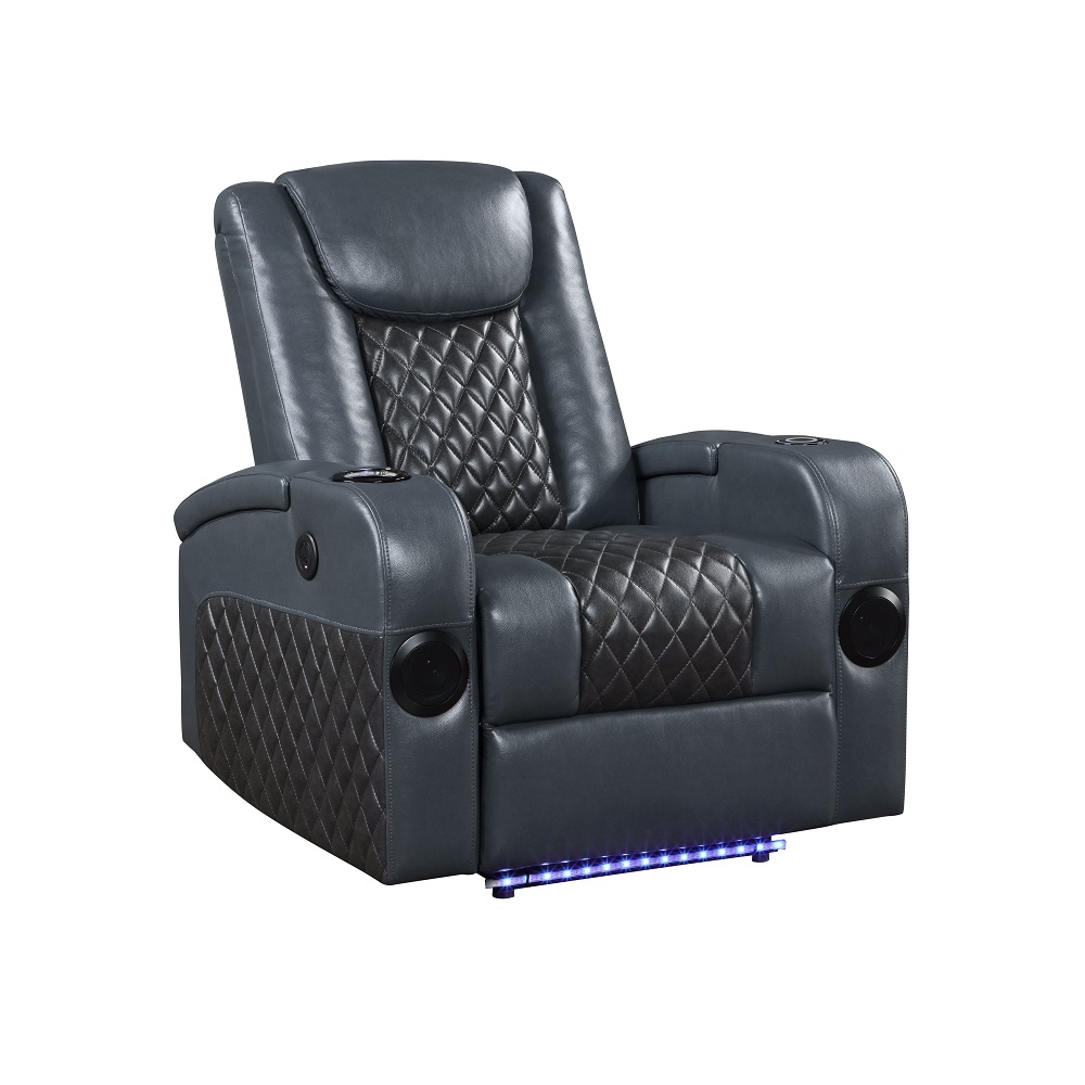 ACME™ Alair Power Motion Recliner with Bluetooth, Wireless Charger & Cupholder - Blue/Black