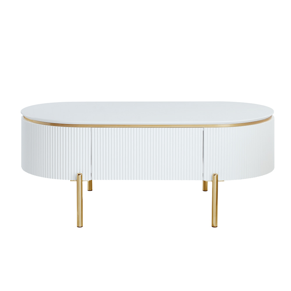 ACME - Daveigh Coffee Table in White High Gloss/Gold