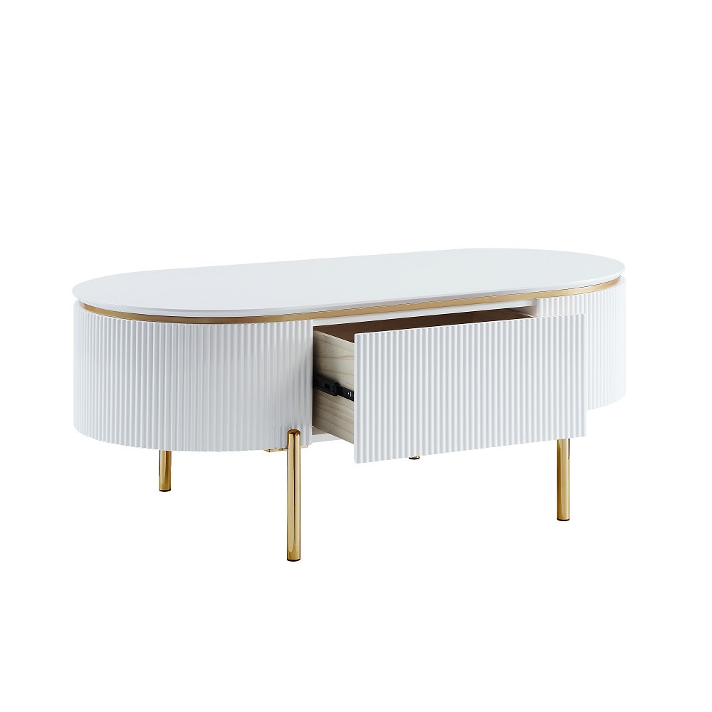 ACME - Daveigh Coffee Table in White High Gloss/Gold