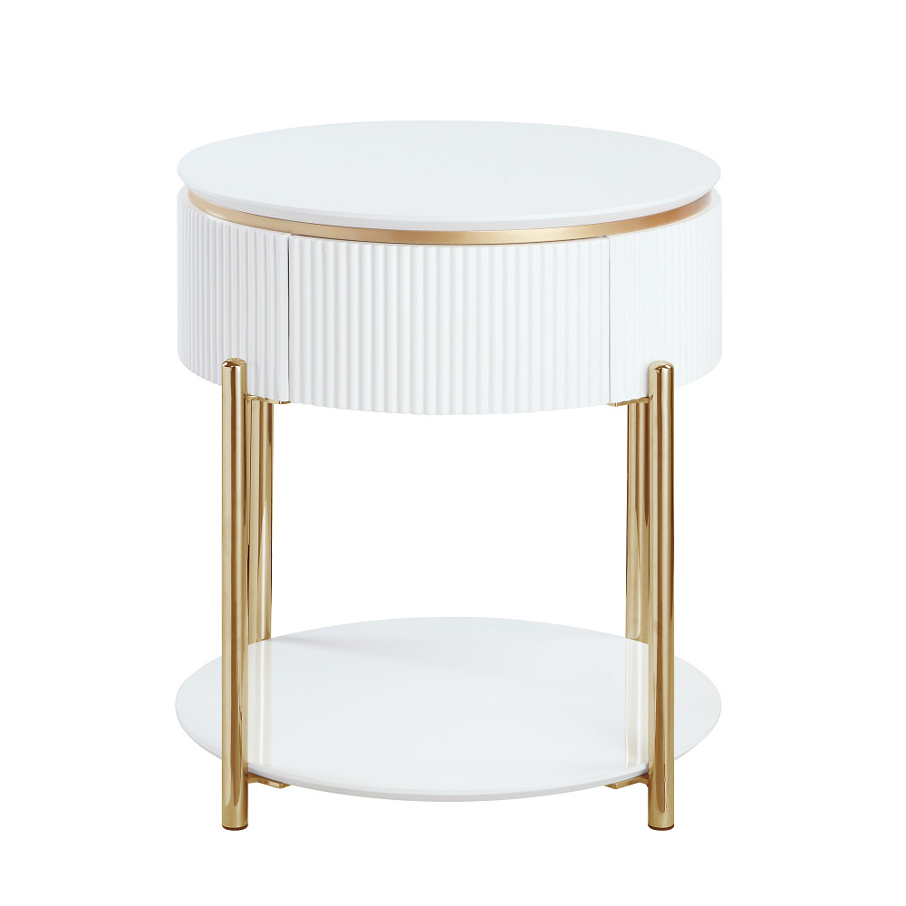 ACME - Daveigh End Table in White High Gloss/Gold