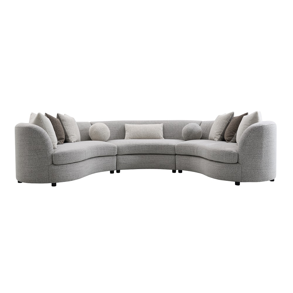 ACME - Ivria Sectional Sofa with 9 Pillows in Gray Boucle