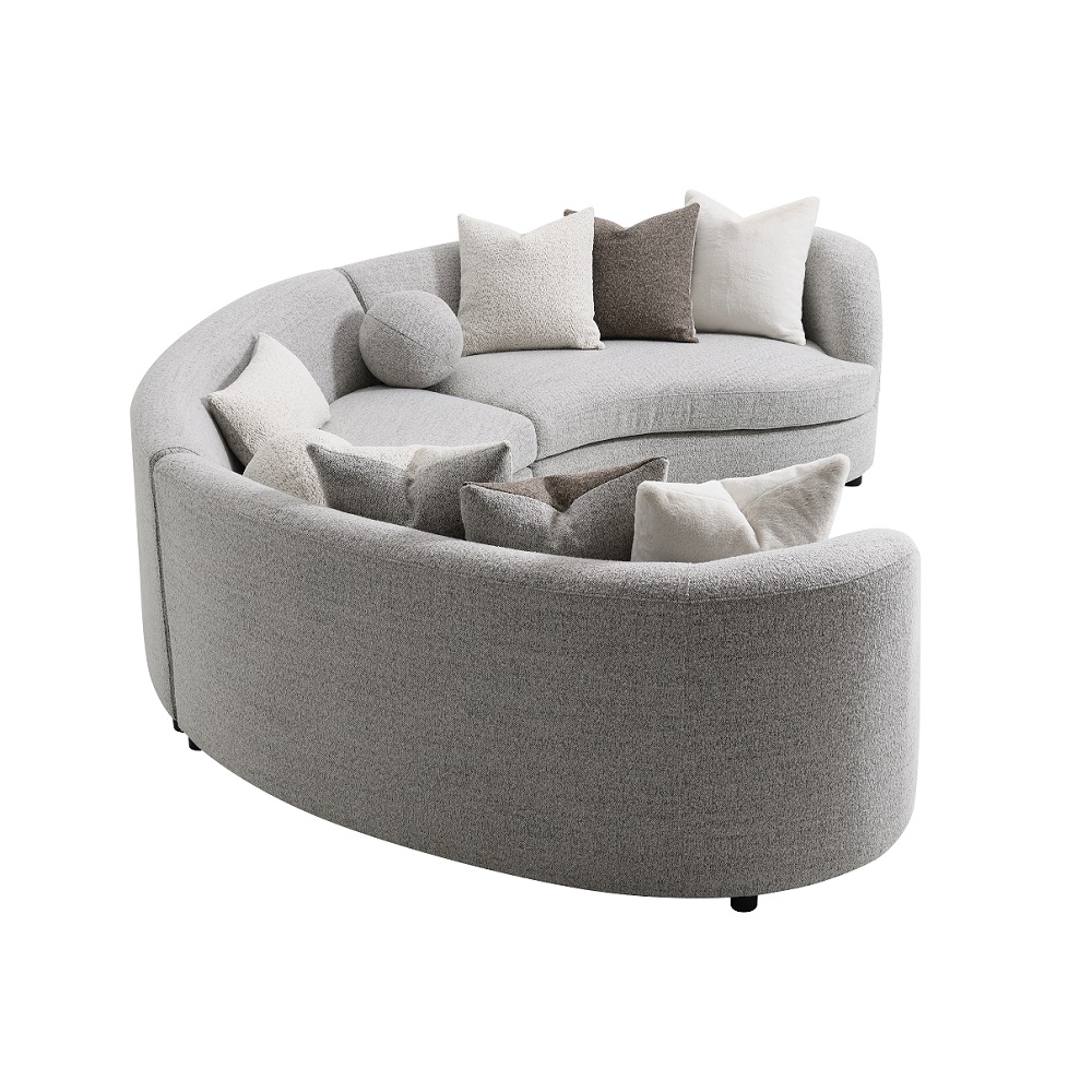 ACME - Ivria Sectional Sofa with 9 Pillows in Gray Boucle