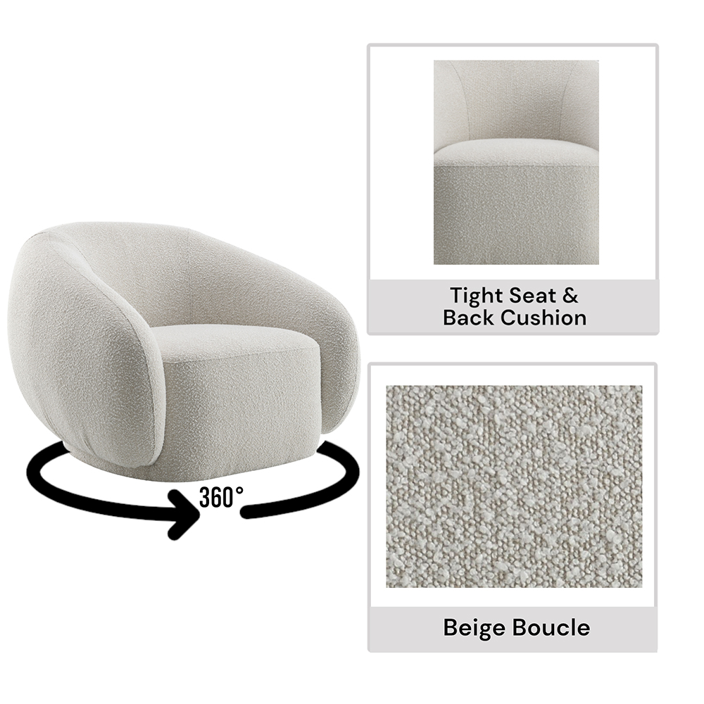 ACME™ Isabel Chair with Swivel - Beige Boucle