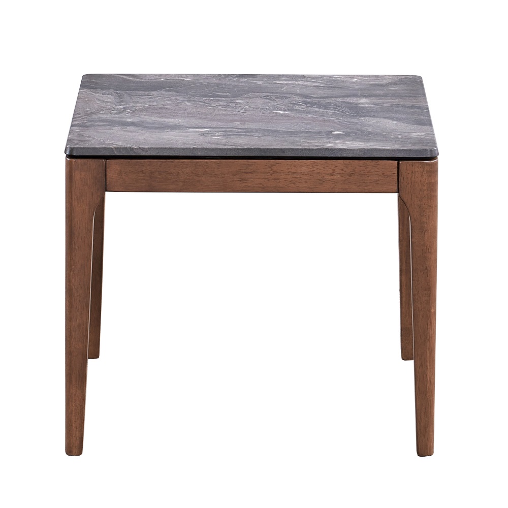 ACME - Bevis End Table in Engineered Stone Top/Walnut