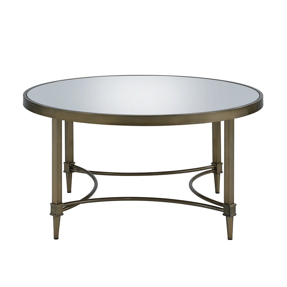 ACME - Aditya Coffee Table in Mirrored/Antique Brass