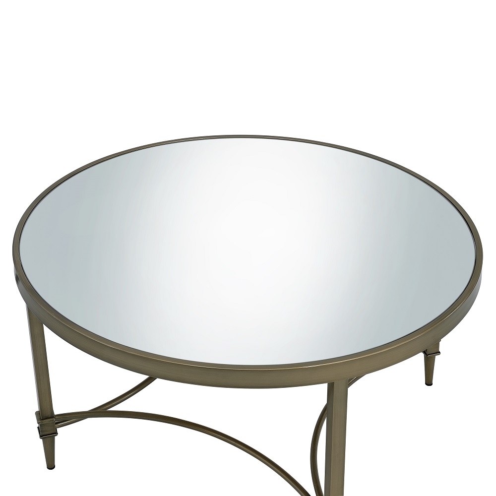 ACME - Aditya Coffee Table in Mirrored/Antique Brass