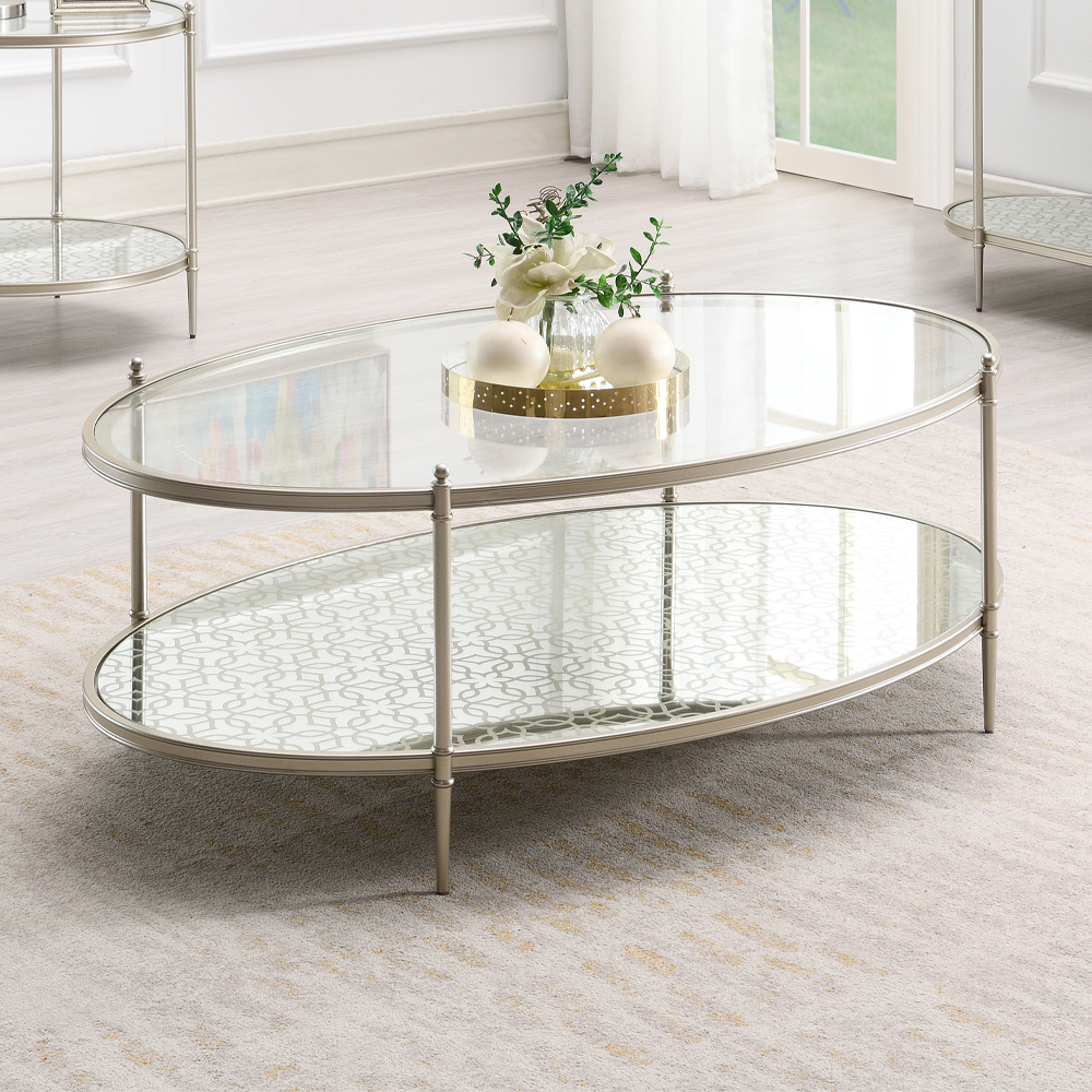 ACME - Zaba Coffee Table in Glass Top/Silver (LV02755)