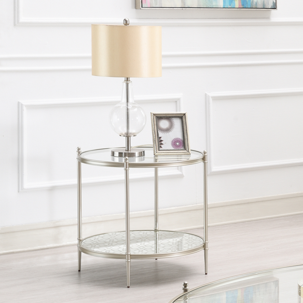 ACME - Zaba End Table in Glass Top/Silver (LV02756)