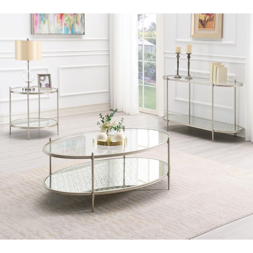 ACME - Zaba End Table in Glass Top/Silver (LV02756)