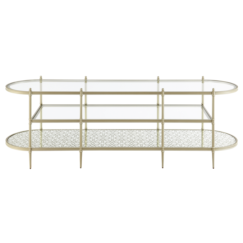 ACME - Zaba TV Stand in Glass Top/Silver