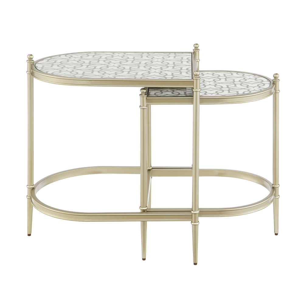 ACME - Zaba Nesting Table in Glass Top/Silver