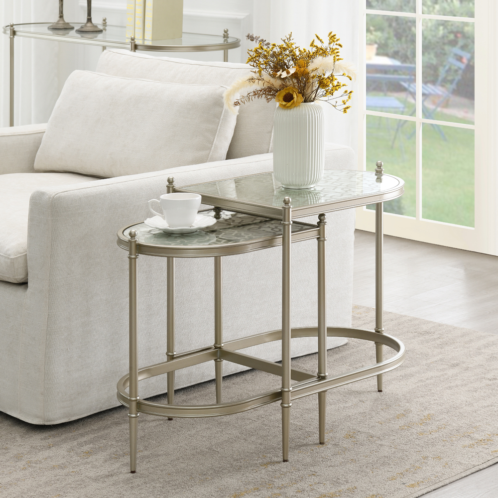 ACME - Zaba Nesting Table in Glass Top/Silver