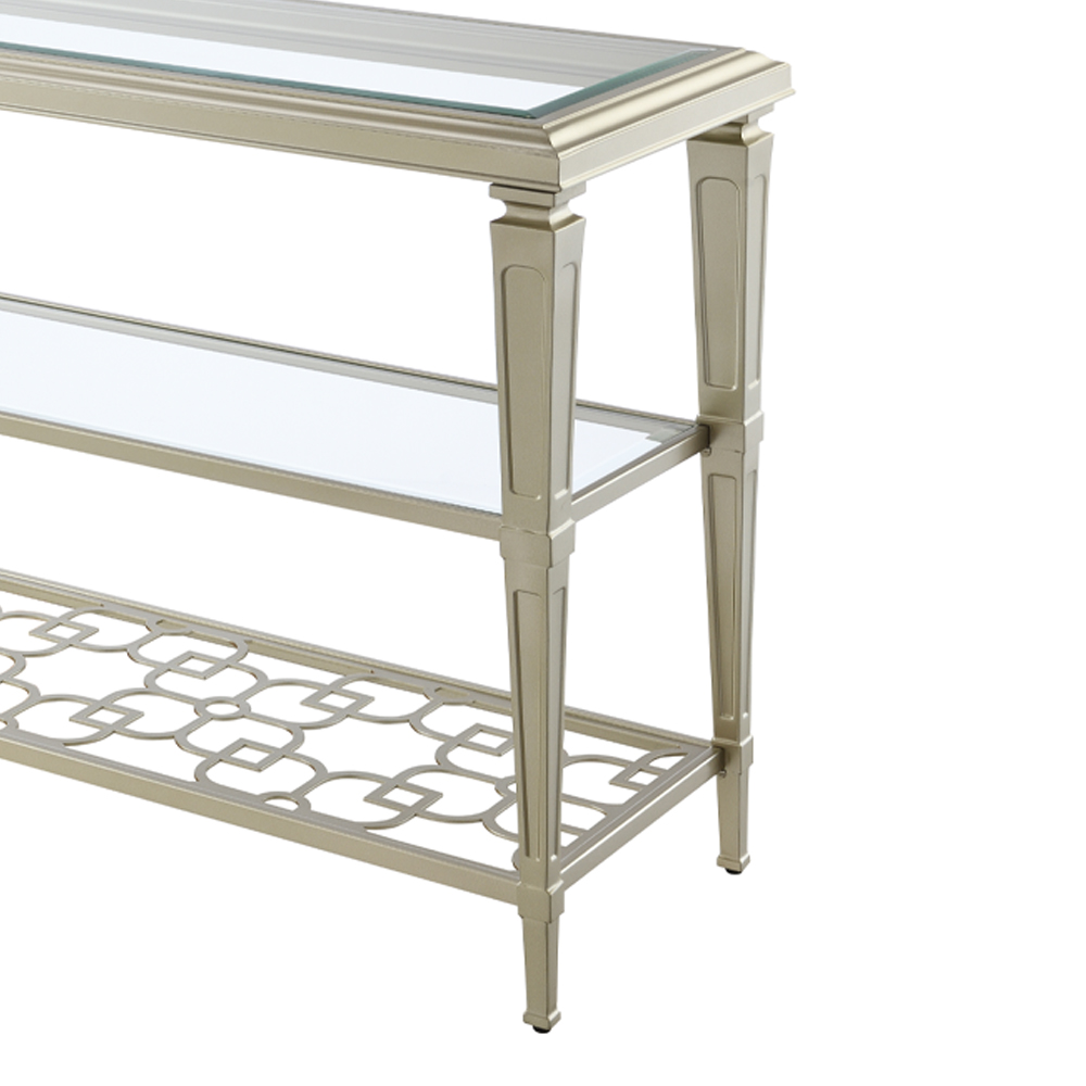 ACME - Zaba Sofa Table in Glass Top/Silver (LV02787)