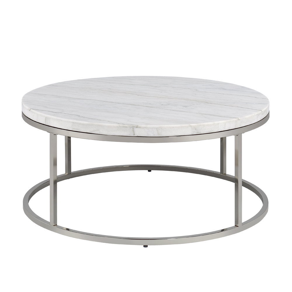 ACME - Zaidee Coffee Table with Marble in Marble Top/Nickel