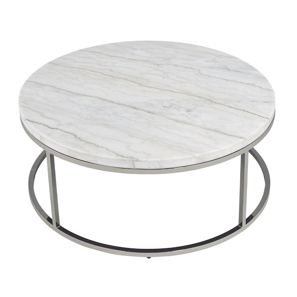 ACME - Zaidee Coffee Table with Marble in Marble Top/Nickel