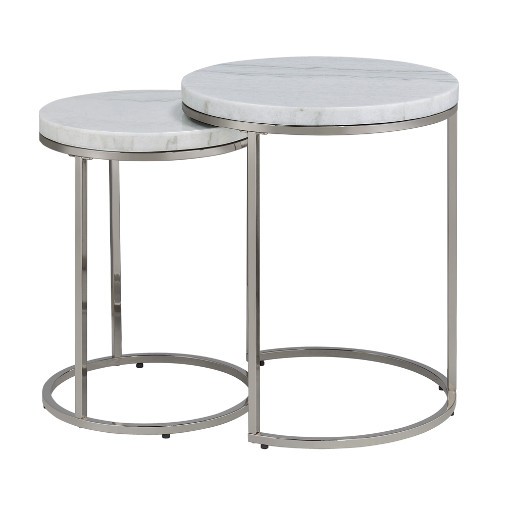 ACME - Zaidee Nesting Table Set in Marble Top/Nickel