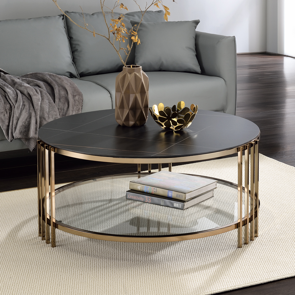 ACME - Zaidee Coffee Table in Sintered Stone/Champagne (LV02815)