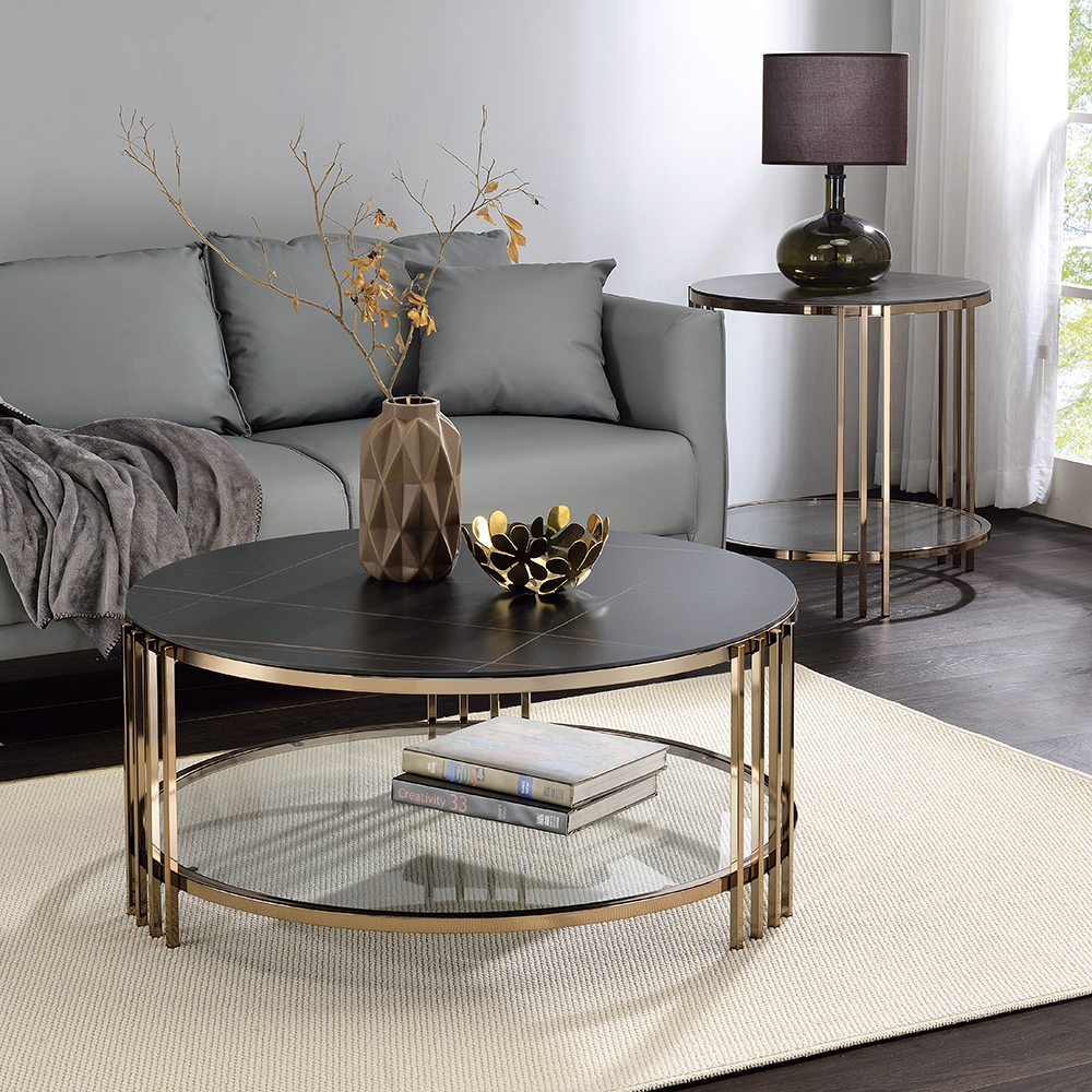 ACME - Zaidee Coffee Table in Sintered Stone/Champagne (LV02815)