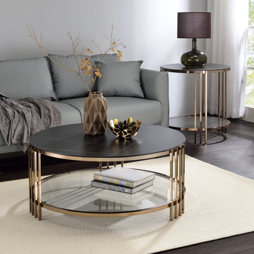 ACME - Zaidee End Table in Sintered Stone/Champagne (LV02816)